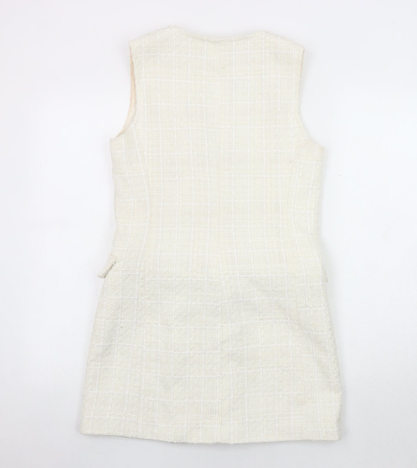 Zara Women's Ivory Tweed Shift Dress Size 6