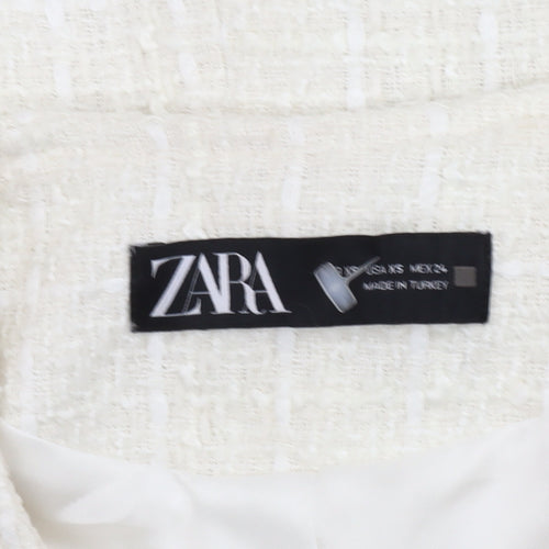 Zara Women's Ivory Tweed Shift Dress Size 6