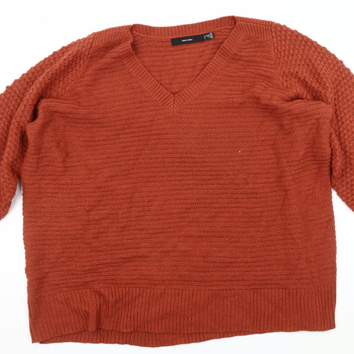 Vero Moda Women's Brown Acrylic V-Neck Pullover, Size 26-28