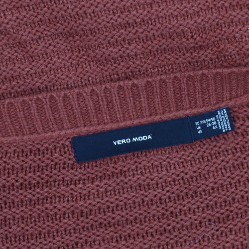 Vero Moda Women's Brown Acrylic V-Neck Pullover, Size 26-28