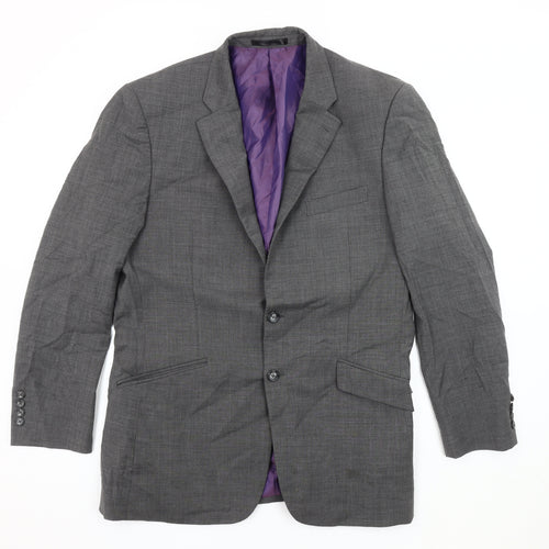 Brook Taverner Men's Grey Blazer, Size 40R, Formal Single-Breasted