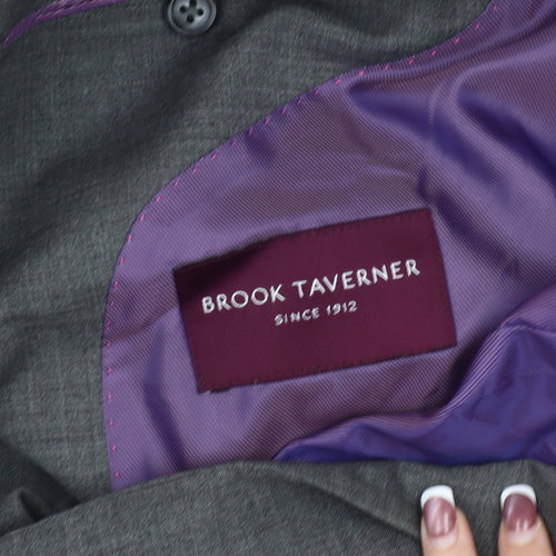 Brook Taverner Men's Grey Blazer, Size 40R, Formal Single-Breasted
