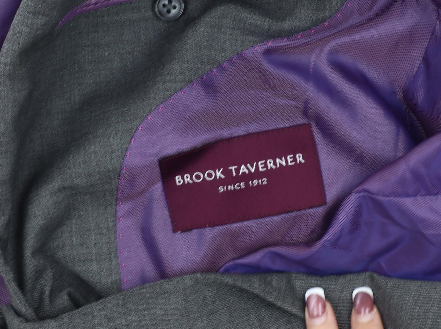 Brook Taverner Men's Grey Blazer, Size 40R, Formal Single-Breasted