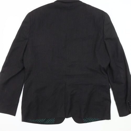 Next Men's Grey Wool Blazer 44R Regular Double-Vented
