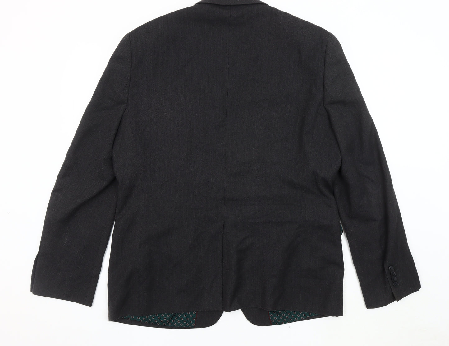 Next Men's Grey Wool Blazer 44R Regular Double-Vented