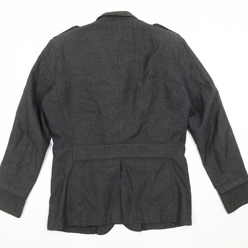 H&M Men's Grey Military Jacket, Size 42, Classic Style