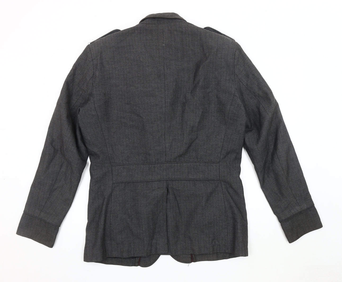 H&M Men's Grey Military Jacket, Size 42, Classic Style