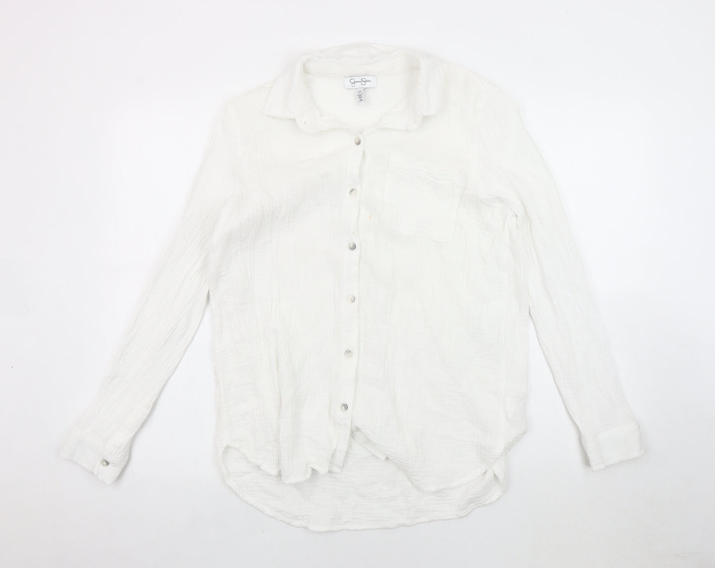 Jessica Simpson Unisex White Cotton Button-Up Shirt S