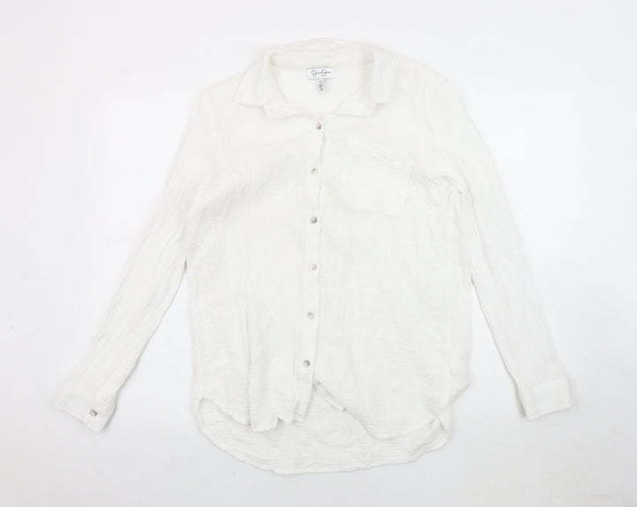 Jessica Simpson Unisex White Cotton Button-Up Shirt S