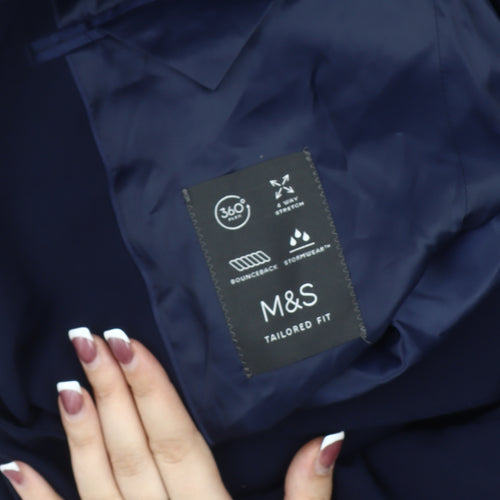 Marks and Spencer Men's Blue Blazer, Size 38, Regular Fit