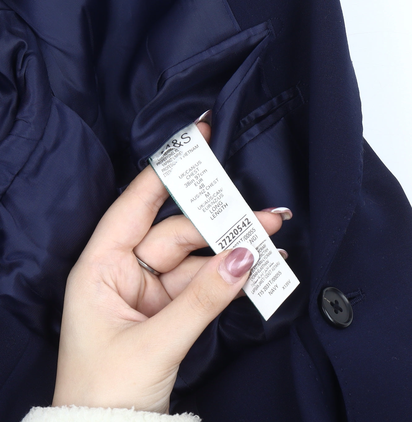 Marks and Spencer Men's Blue Blazer, Size 38, Regular Fit