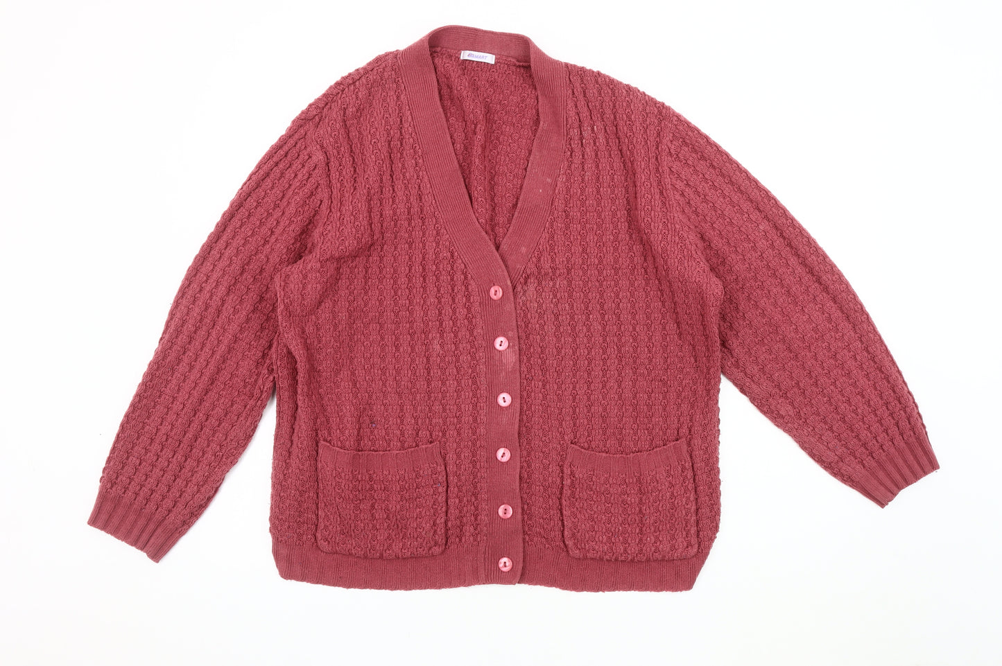 Damart Women's Red Cable-Knit Cardigan Size 18/20