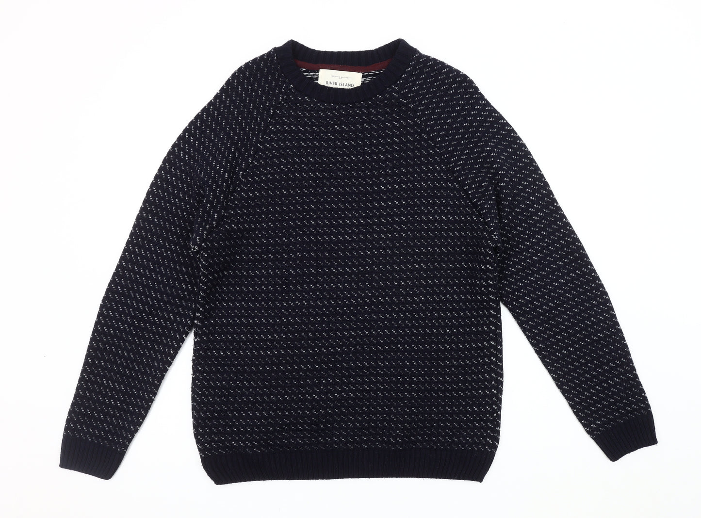 River Island Men's Blue Medium Pullover Jumper