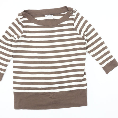 Marks and Spencer Women's Brown Striped Jersey Blouse 18