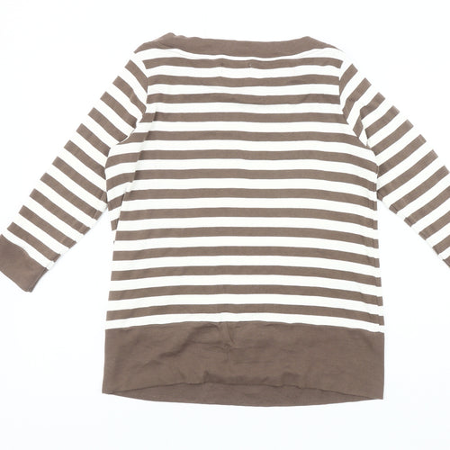 Marks and Spencer Women's Brown Striped Jersey Blouse 18
