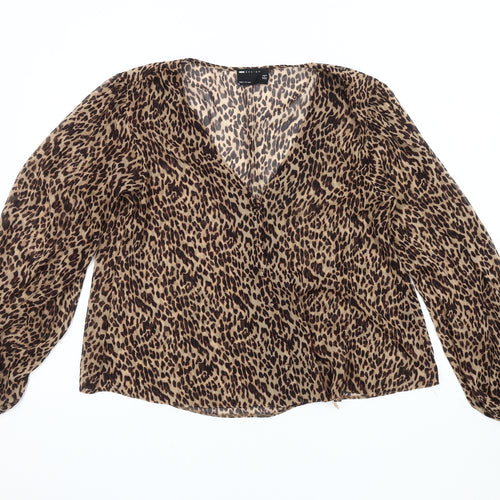ASOS DESIGN Women's Brown Animal Print Blouse Size 12