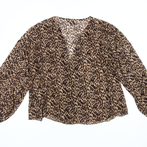 ASOS DESIGN Women's Brown Animal Print Blouse Size 12