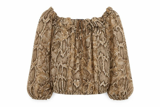 Front view of Zara Women's Multicoloured Animal Print Blouse, size 8