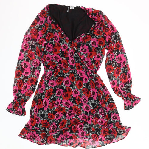 H&M Women's Multicoloured V-Neck Wrap Dress Size 10