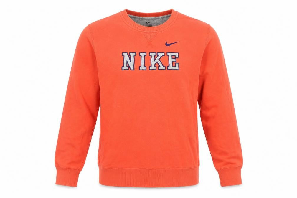 Front view of Nike boys’ orange logo sweatshirt xl pullover casual