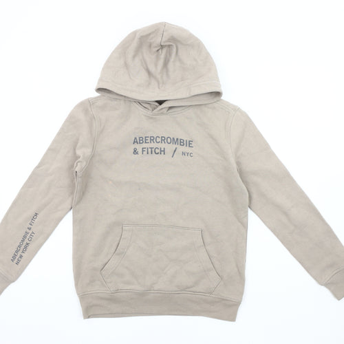 Abercrombie & Fitch Beige Boys Hoodie Size 10 - Logo Graphic Pullover