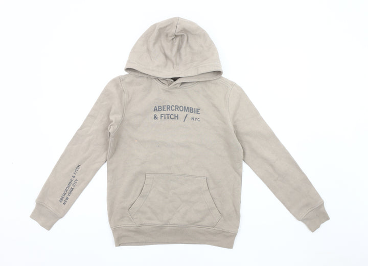 Abercrombie & Fitch Beige Boys Hoodie Size 10 - Logo Graphic Pullover
