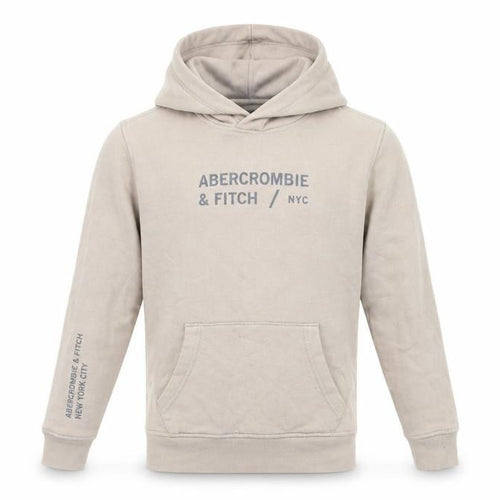 Abercrombie & Fitch Beige Boys Hoodie Size 10 - Logo Graphic Pullover