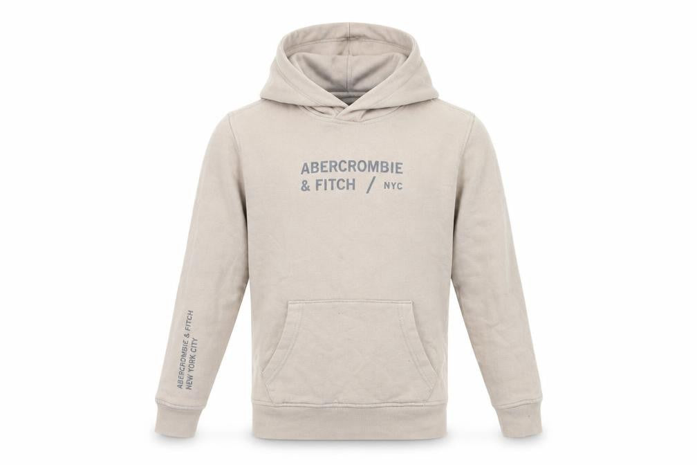 Abercrombie & Fitch Beige Boys Hoodie Size 10 - Logo Graphic Pullover