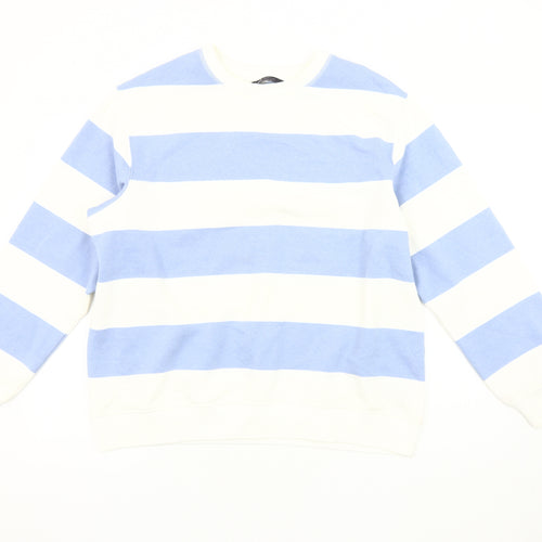 Marks and Spencer Women's Blue & White Striped Sweatshirt