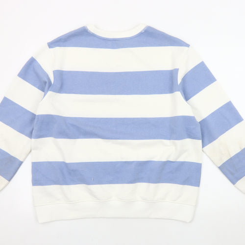 Marks and Spencer Women's Blue & White Striped Sweatshirt