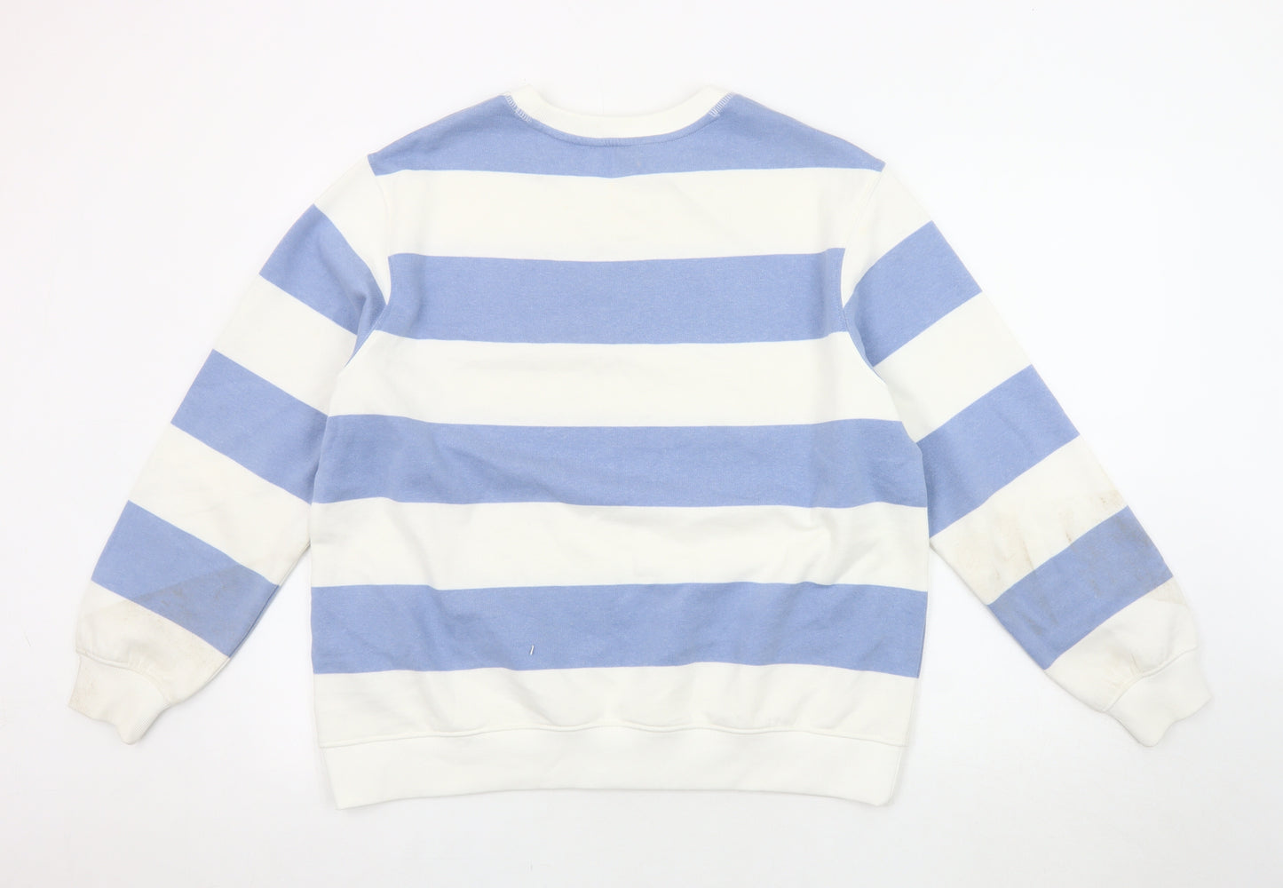 Marks and Spencer Women's Blue & White Striped Sweatshirt