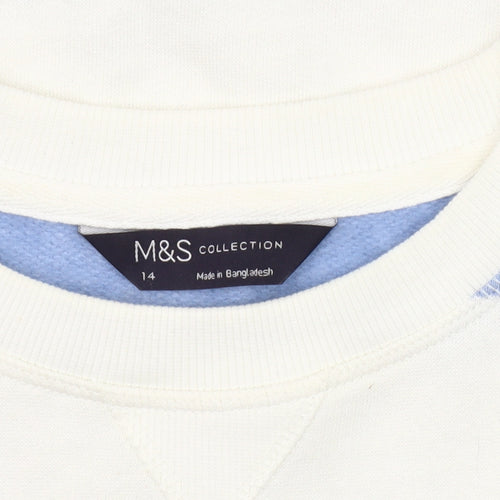 Marks and Spencer Women's Blue & White Striped Sweatshirt