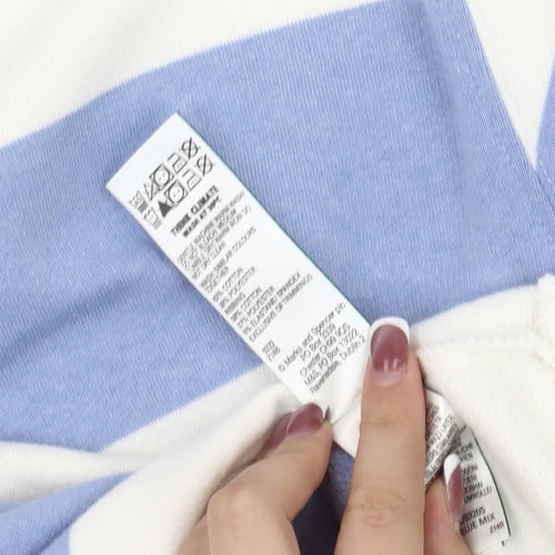 Marks and Spencer Women's Blue & White Striped Sweatshirt