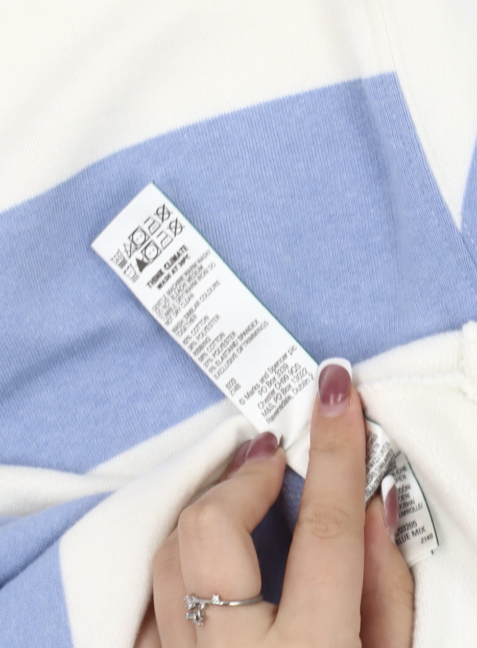 Marks and Spencer Women's Blue & White Striped Sweatshirt