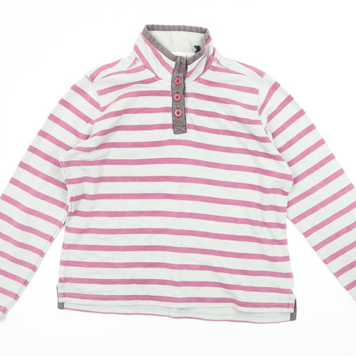Seasalt Women's Pink Henley Striped Sweatshirt Size 12