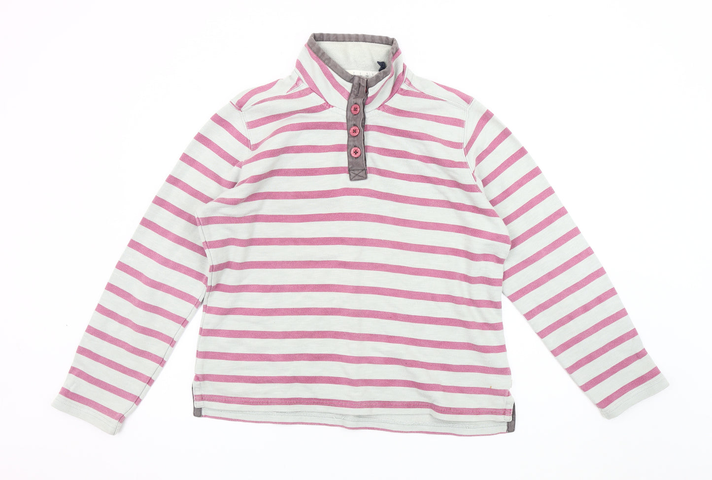 Seasalt Women's Pink Henley Striped Sweatshirt Size 12
