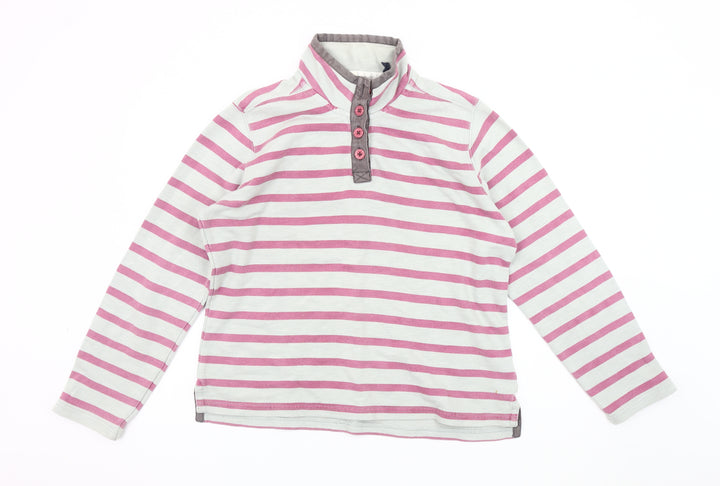 Seasalt Women's Pink Henley Striped Sweatshirt Size 12