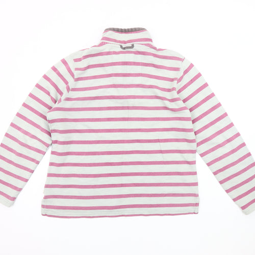 Seasalt Women's Pink Henley Striped Sweatshirt Size 12