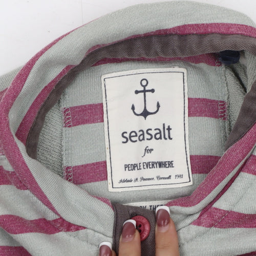 Seasalt Women's Pink Henley Striped Sweatshirt Size 12