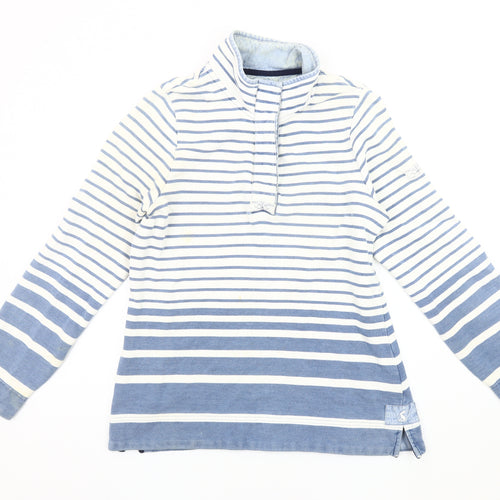 Joules Women's Blue Striped Henley Sweatshirt Size 12