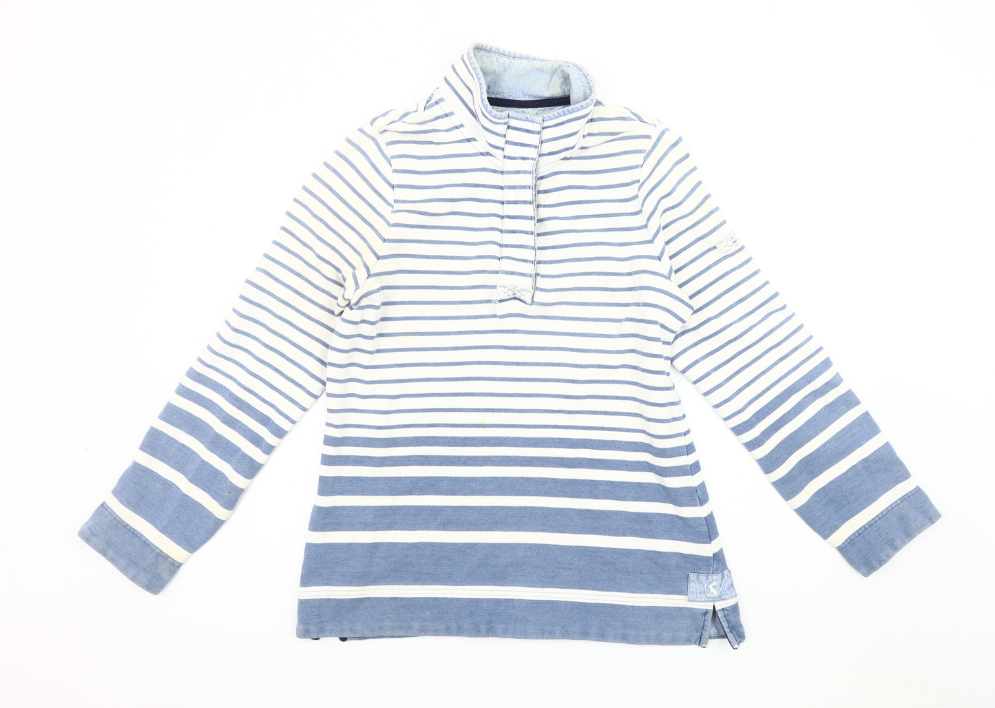 Joules Women's Blue Striped Henley Sweatshirt Size 12