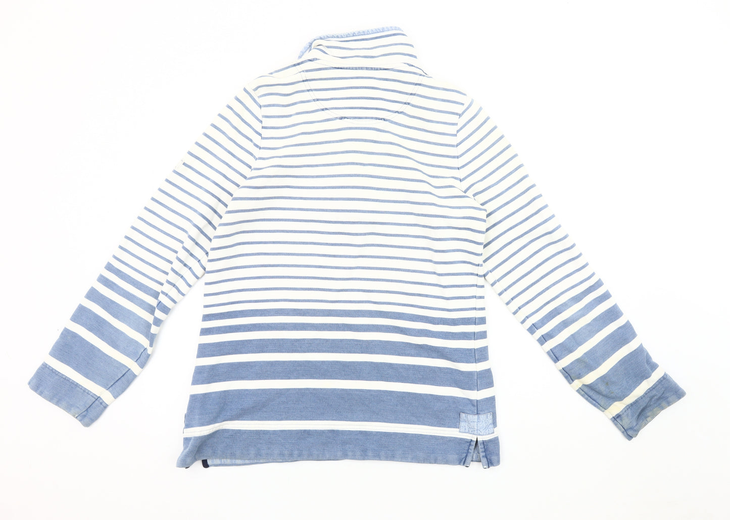 Joules Women's Blue Striped Henley Sweatshirt Size 12