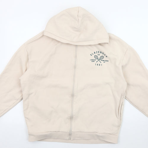 Slazenger Women's Beige Full-Zip Hooded Jacket