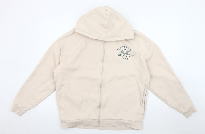Slazenger Women's Beige Full-Zip Hooded Jacket