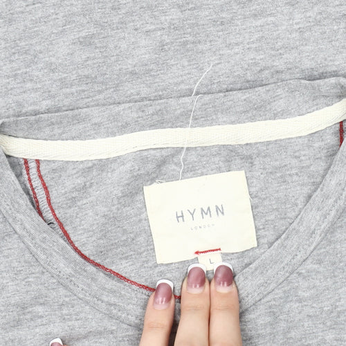 HYMN Grey Unisex T-Shirt, Graphic Crew Neck, Size L