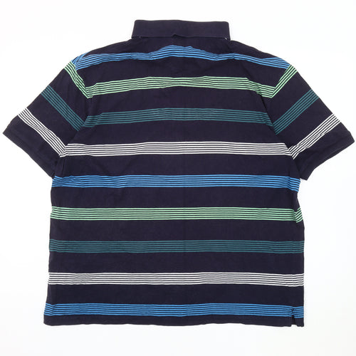 Marks & Spencer Men's Blue Striped Polo Shirt L