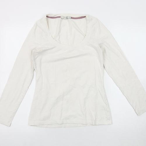 Boden Women's White Long Sleeve Scoop Neck T-Shirt Size 10