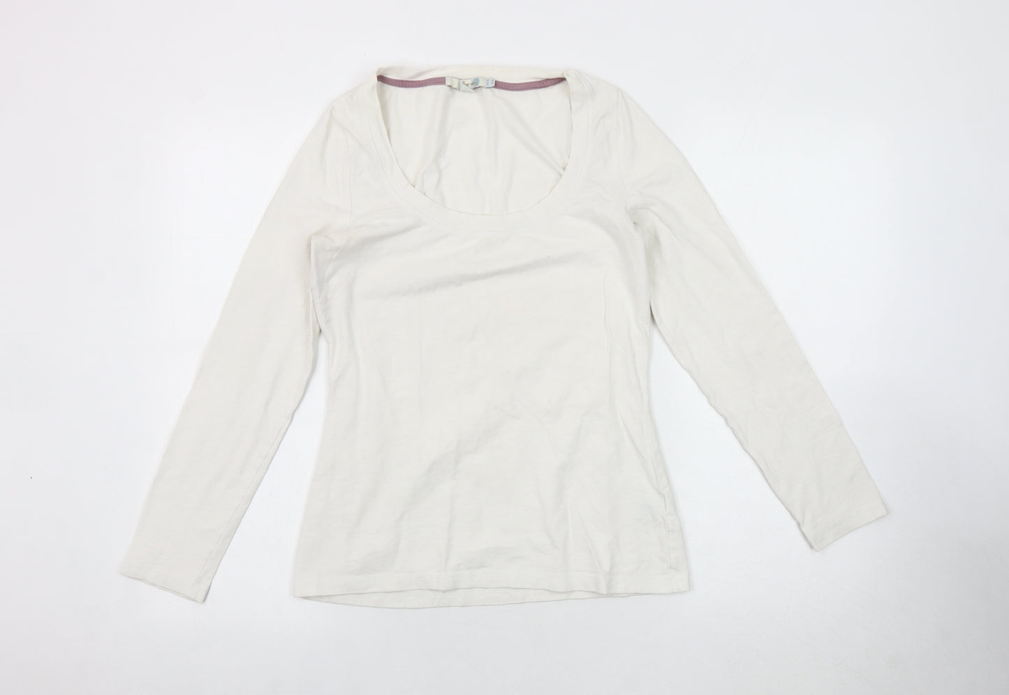 Boden Women's White Long Sleeve Scoop Neck T-Shirt Size 10