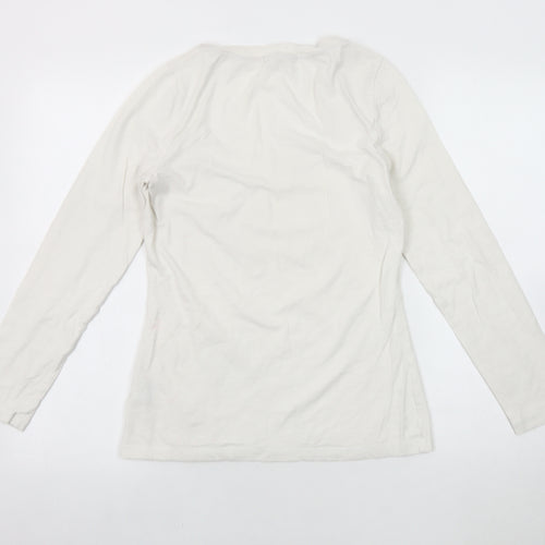 Boden Women's White Long Sleeve Scoop Neck T-Shirt Size 10