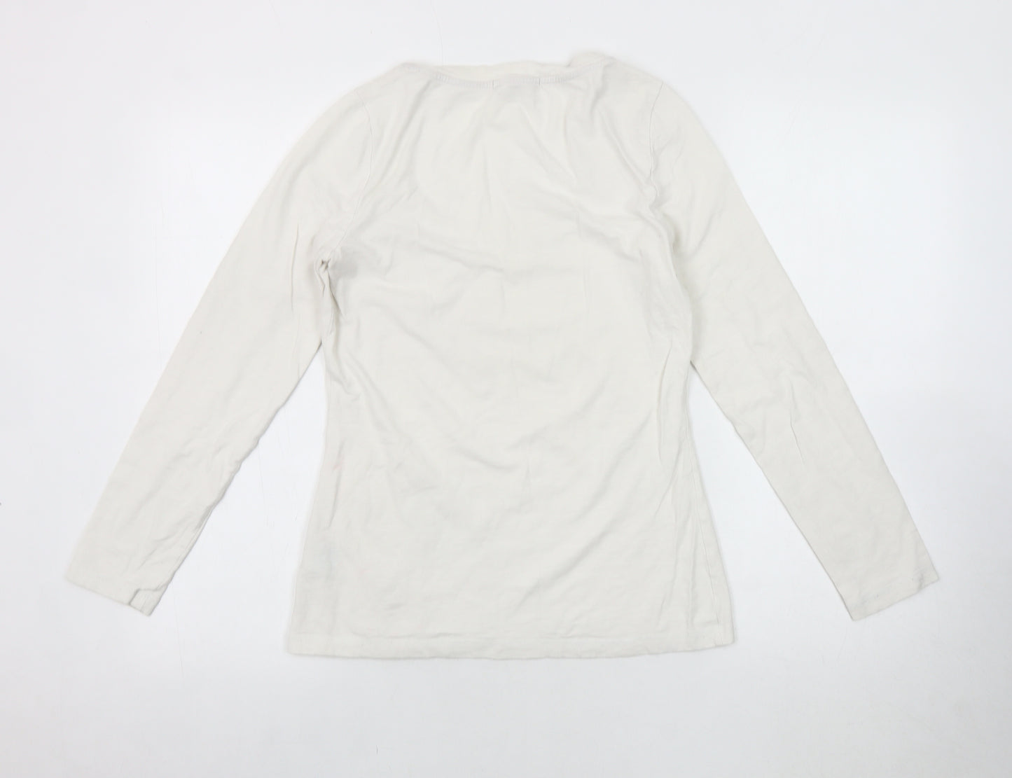 Boden Women's White Long Sleeve Scoop Neck T-Shirt Size 10